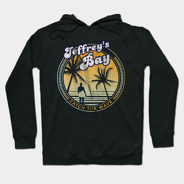 Jeffrey's Bay Catch the Wave Surfing Retro Sunset Beach product Hoodie by Bluebird Moon